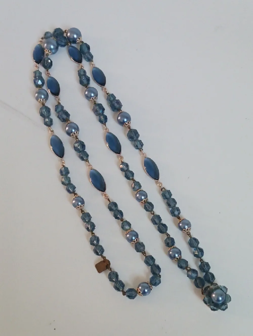 VINTAGE WEST GERNANY DOUBLE STRAND BLUE NECKLACE.